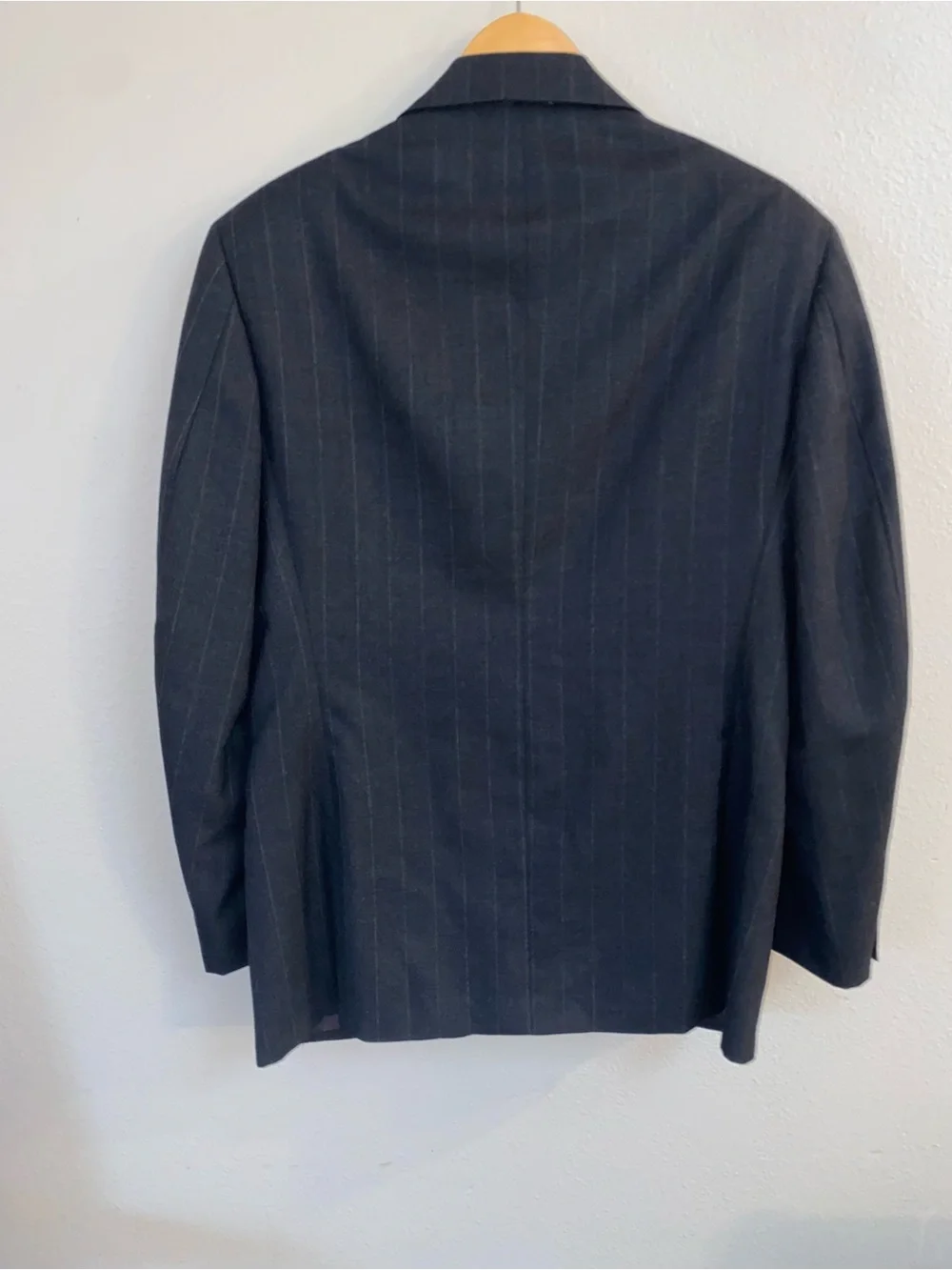 Vintage Nordstrom Hertling Wool Suit Jacket Pinstripe Dark Gray Preppy Dadcore